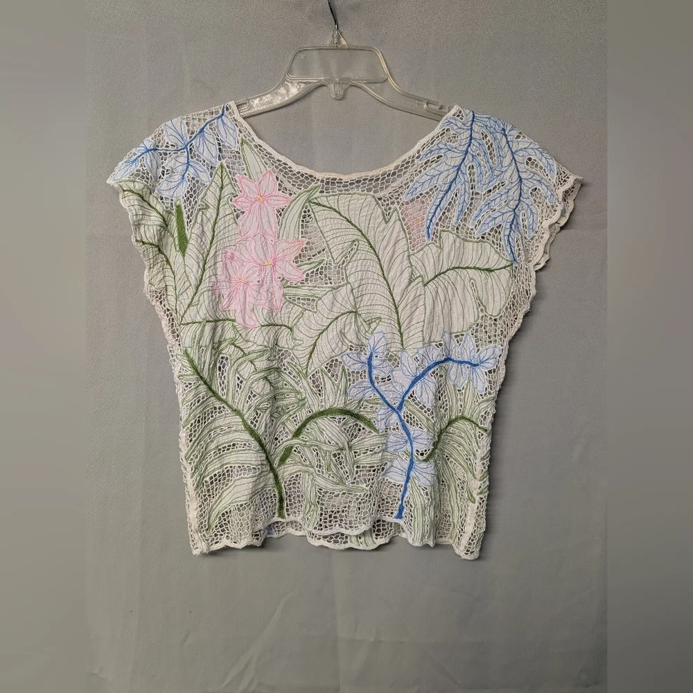 Vintage Floral Lace Women Top - Picture 2 of 8